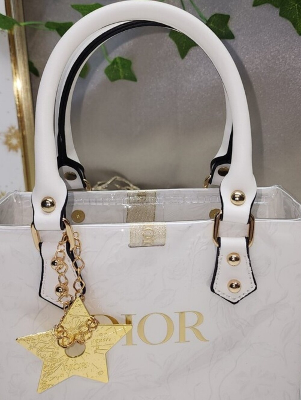 Authentic Dior PVC Shopping Retail Tote W/ Authentic Dior Charm Limited Edition - Picture 10 of 15